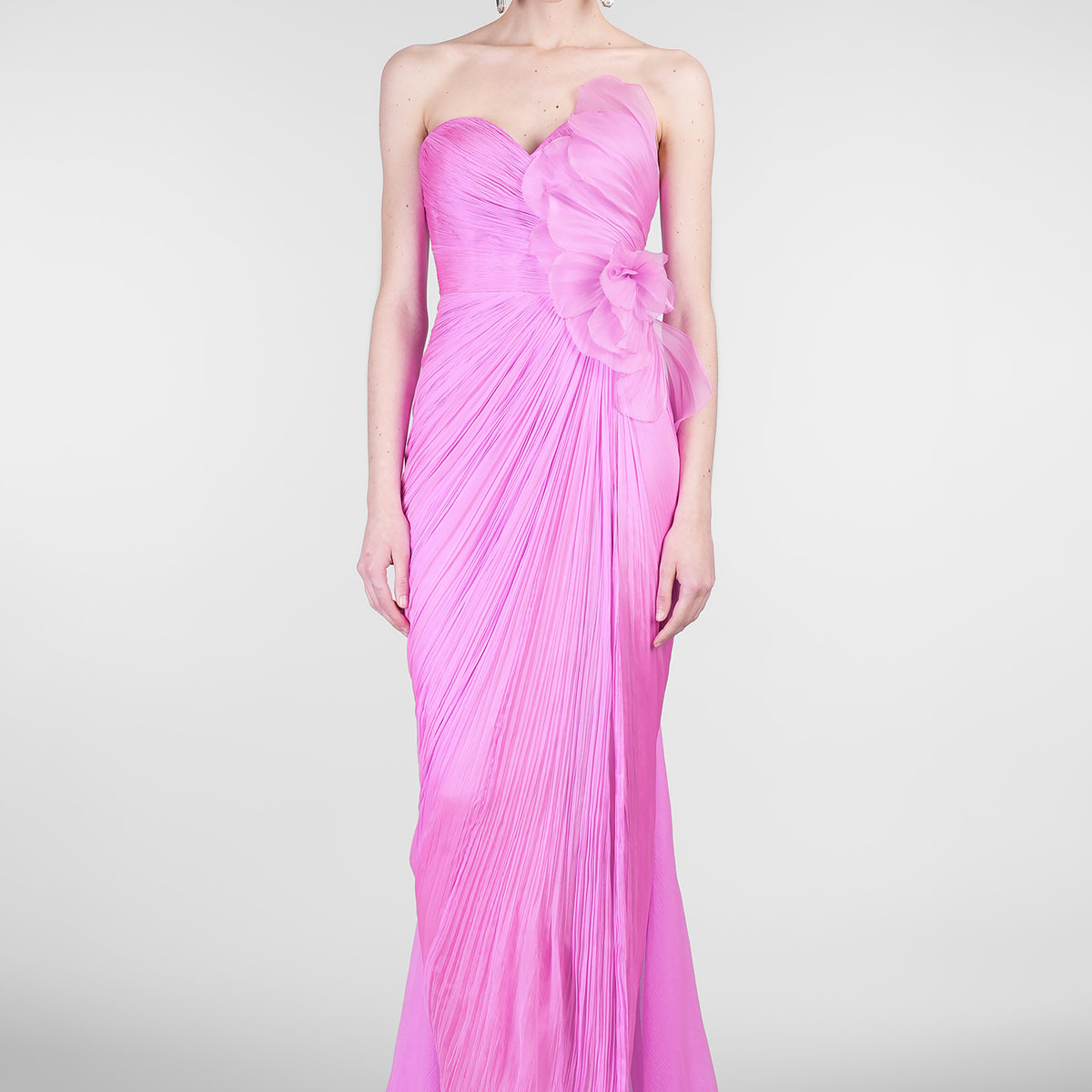 Lia Long dress in rose-pink silk – Deliberti