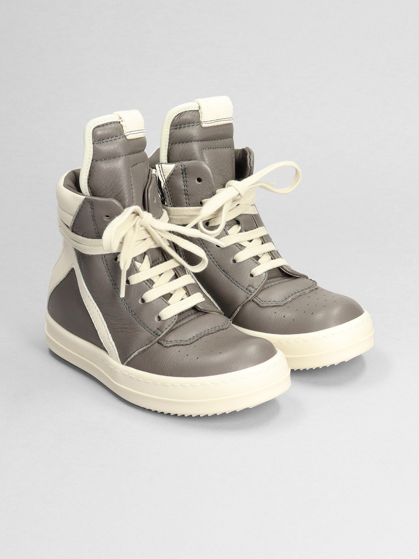 Geobasket Sneakers in grey leather – Deliberti