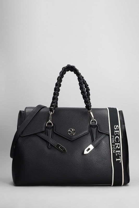Quiny Large Tote in black leather