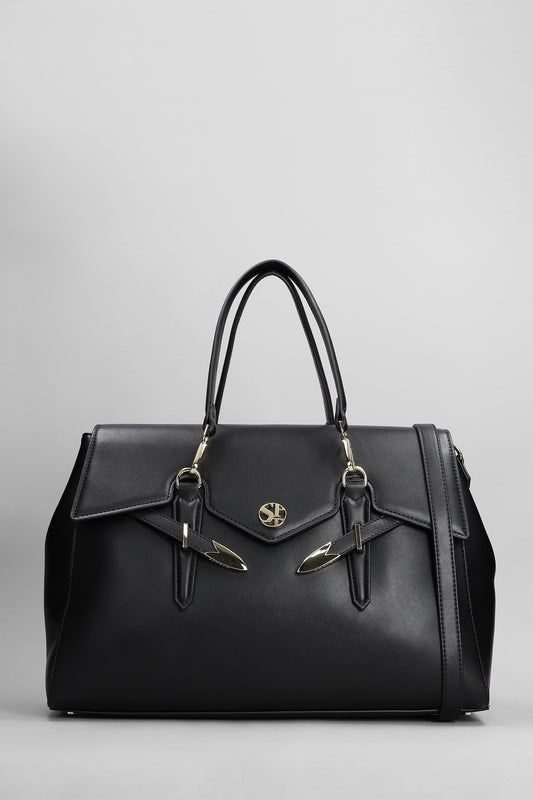 Yalis Large Tote in black leather