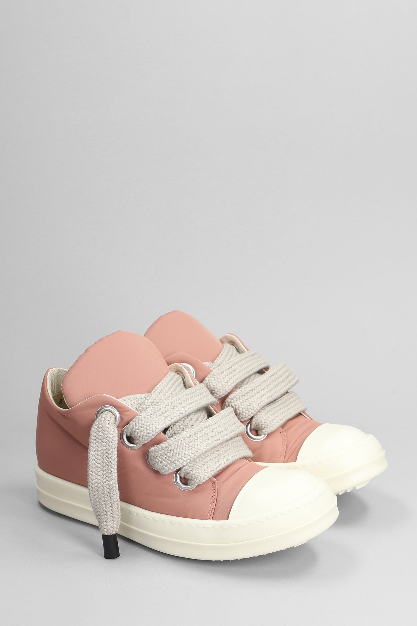Jumbo lace puffer Sneakers in rose-pink nylon – Deliberti