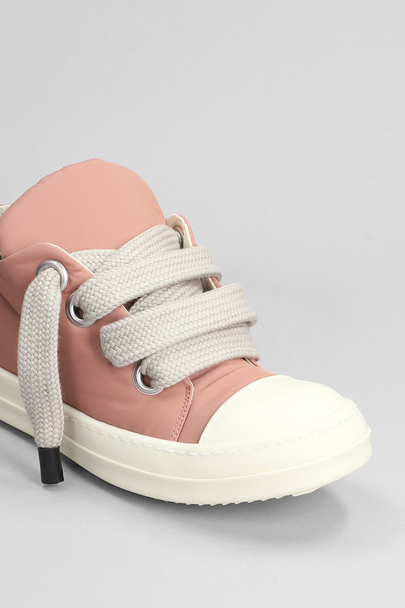 Jumbo lace puffer Sneakers in rose-pink nylon – Deliberti