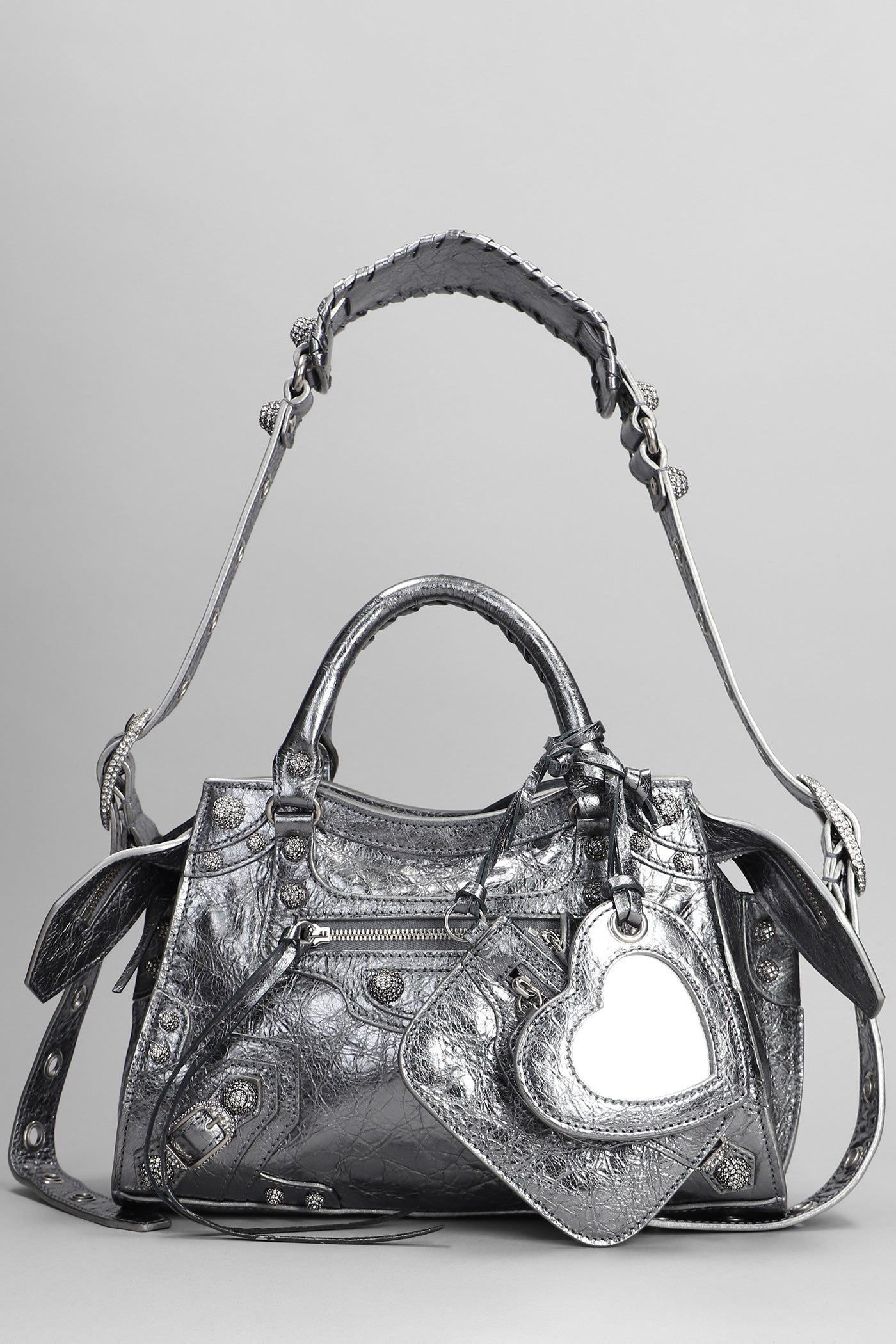 Neo cagole xs Hand bag in silver leather – Deliberti