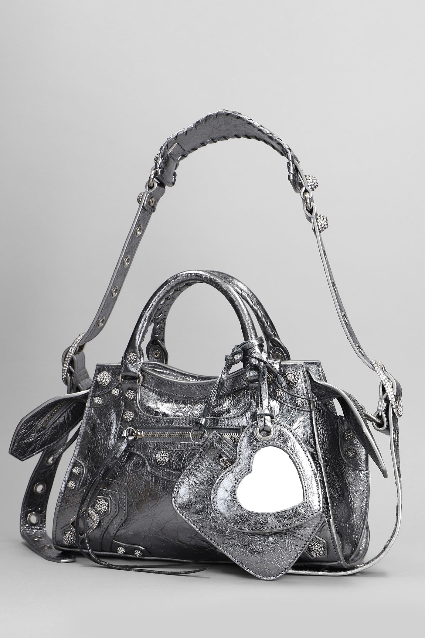 Neo cagole xs Hand bag in silver leather – Deliberti