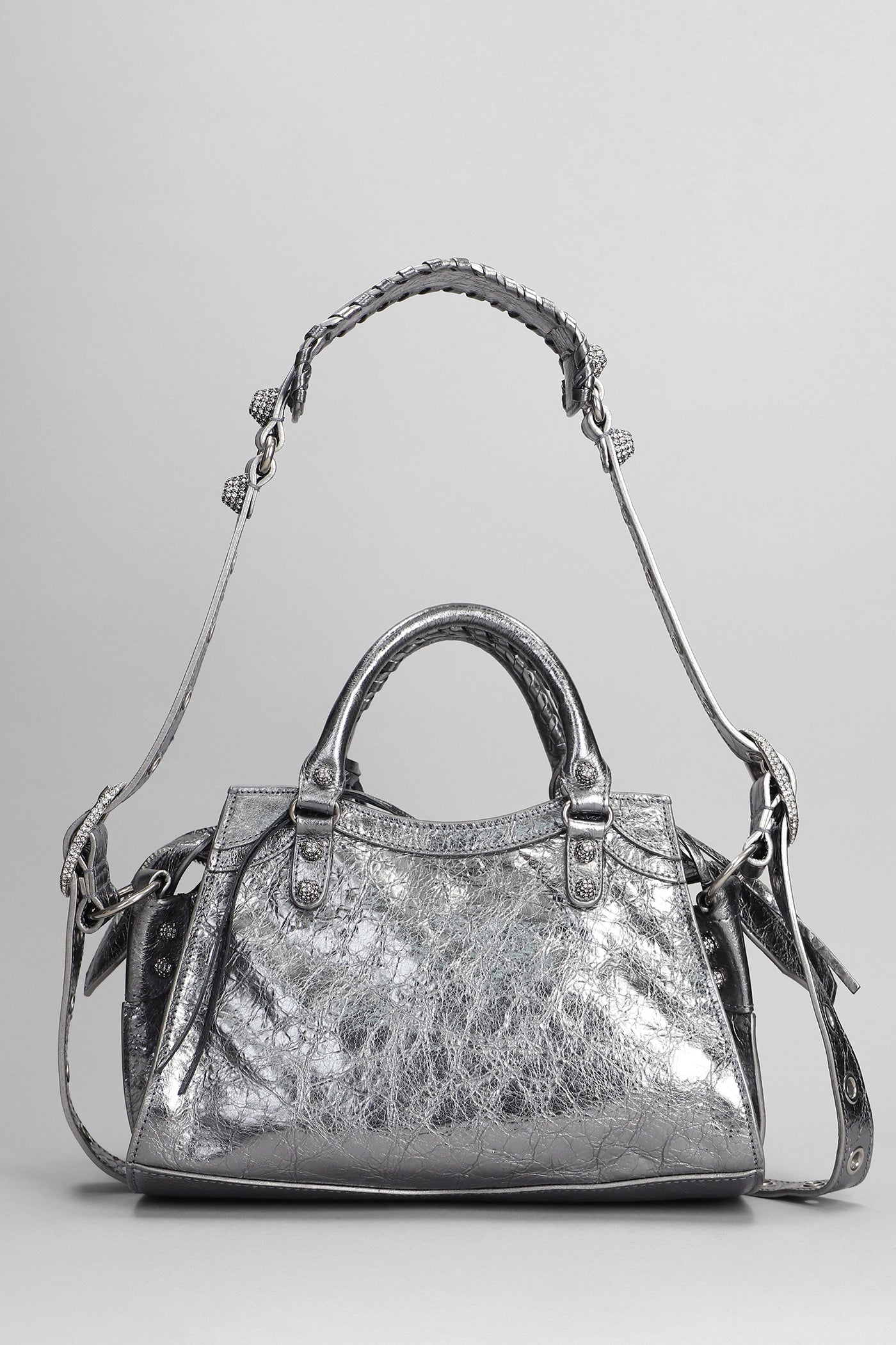 Neo cagole xs Hand bag in silver leather – Deliberti