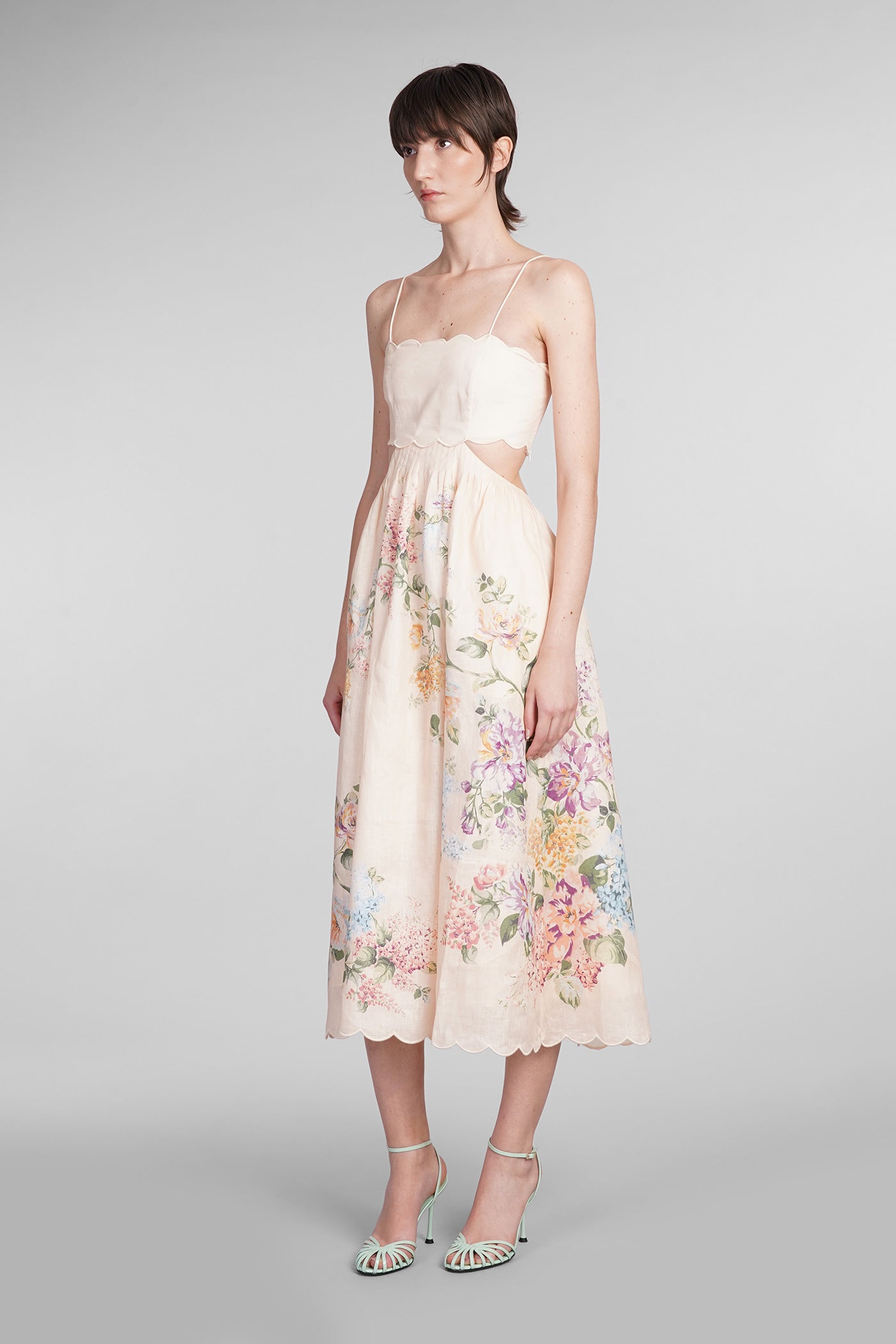 Dress woman in rose-pink linen Deliberti Dress woman in rose-pink linen Deliberti