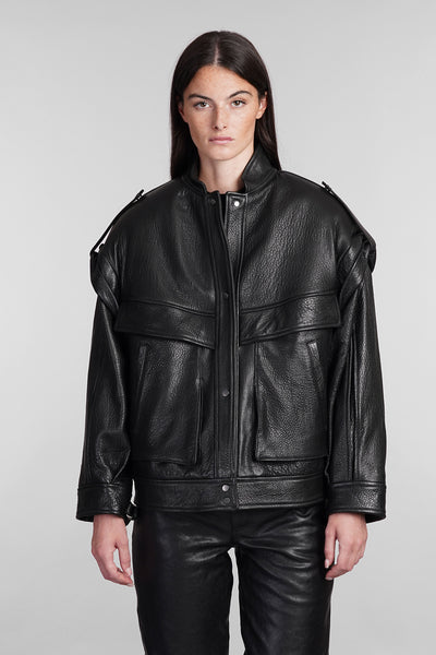 Leather jacket in black leather – Deliberti
