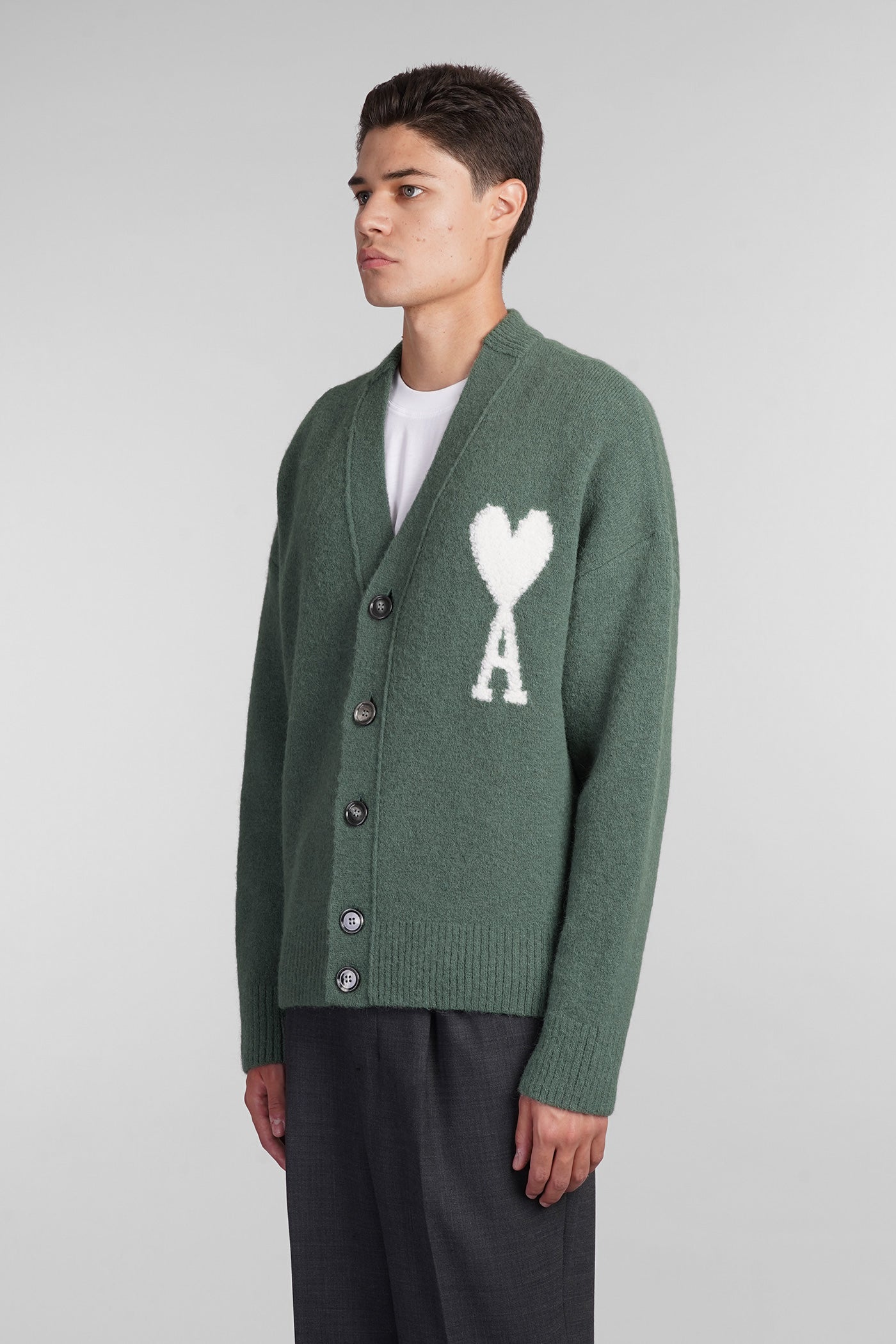 Cardigan in green wool – Deliberti