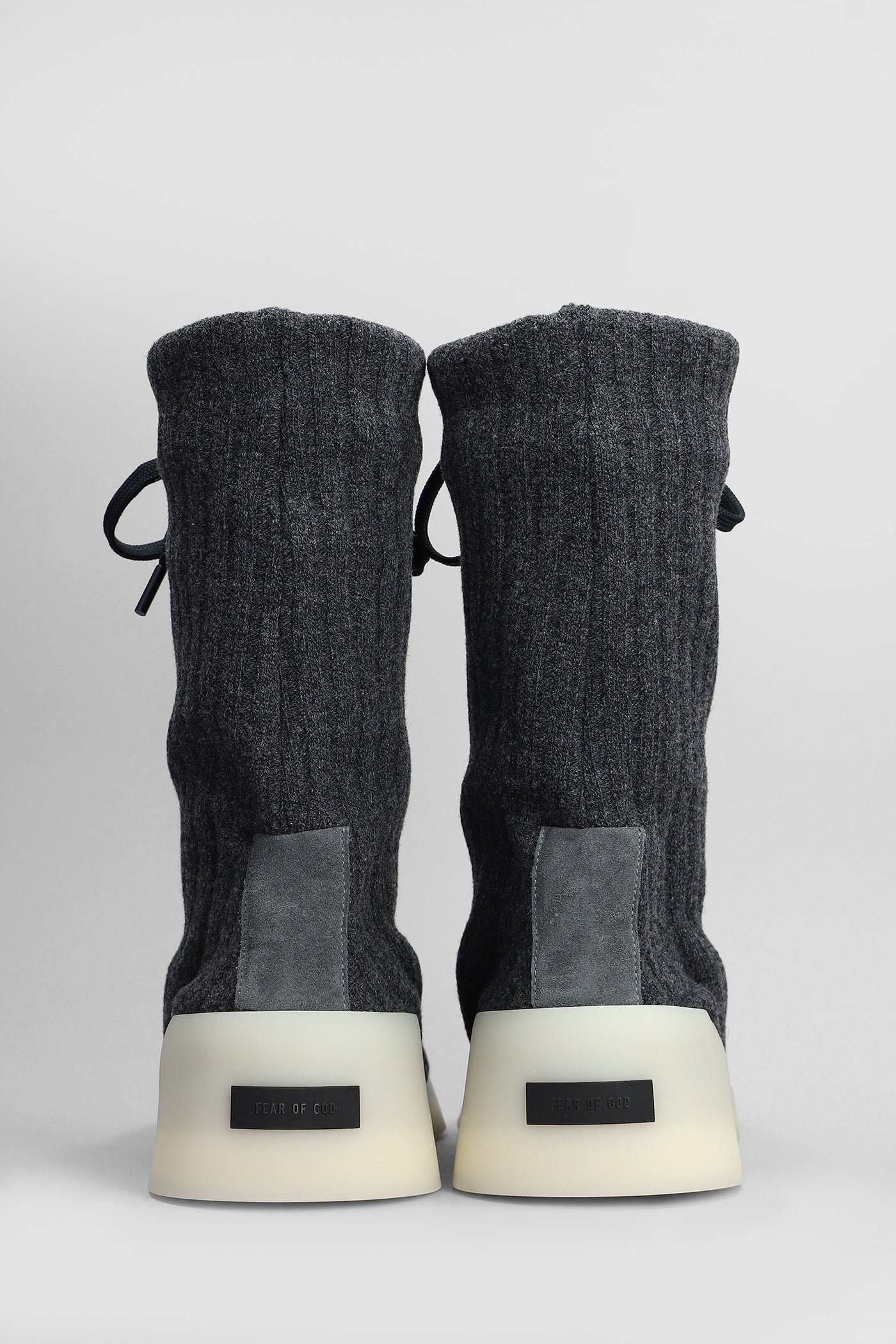 Moc knit high Ankle boots in black wool – Deliberti