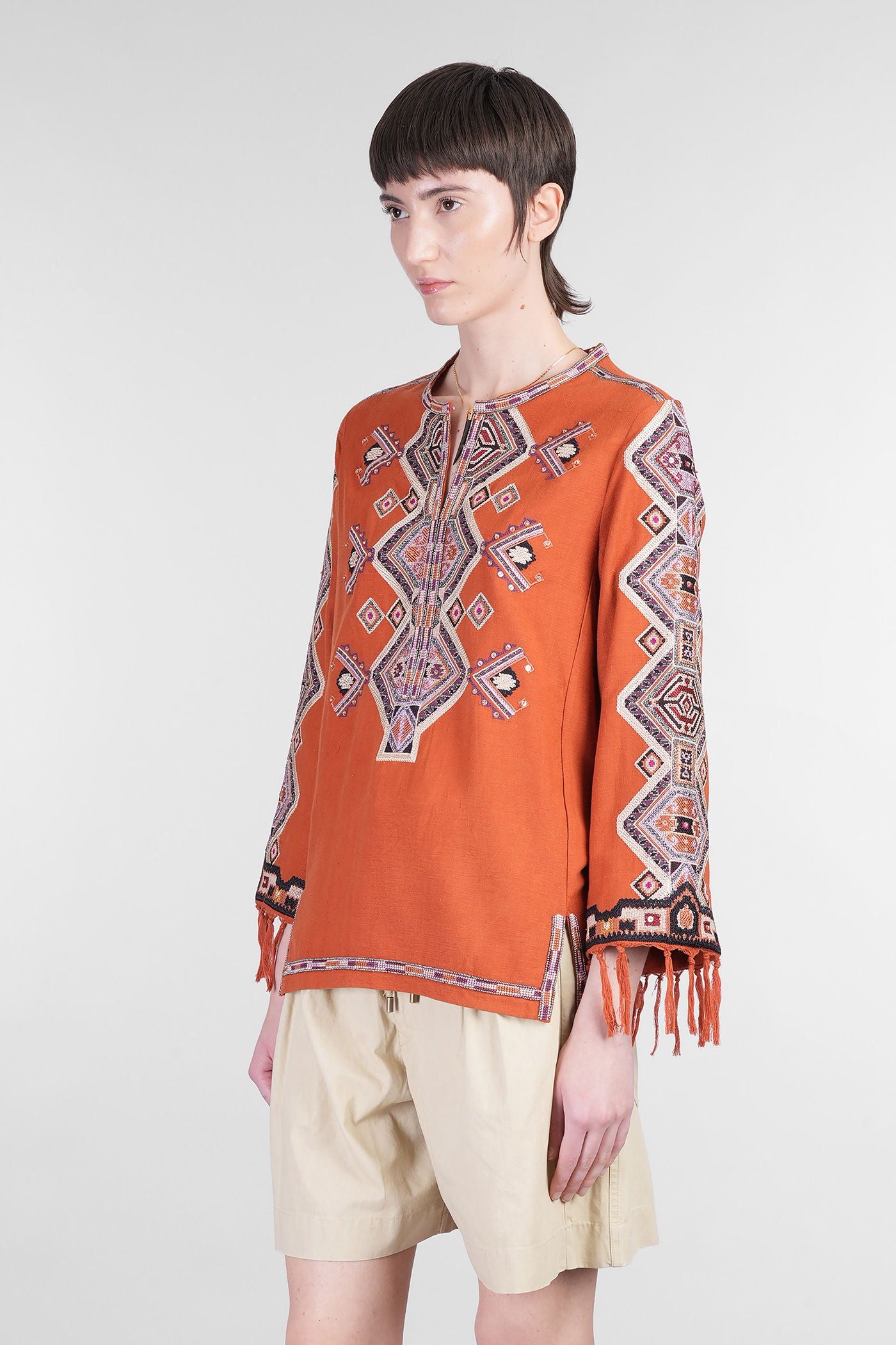 Tシャツ・カットソー ISABEL MARANT Orange Silk Zelda Blouse Zelda Blouse in orange silk – Deliberti