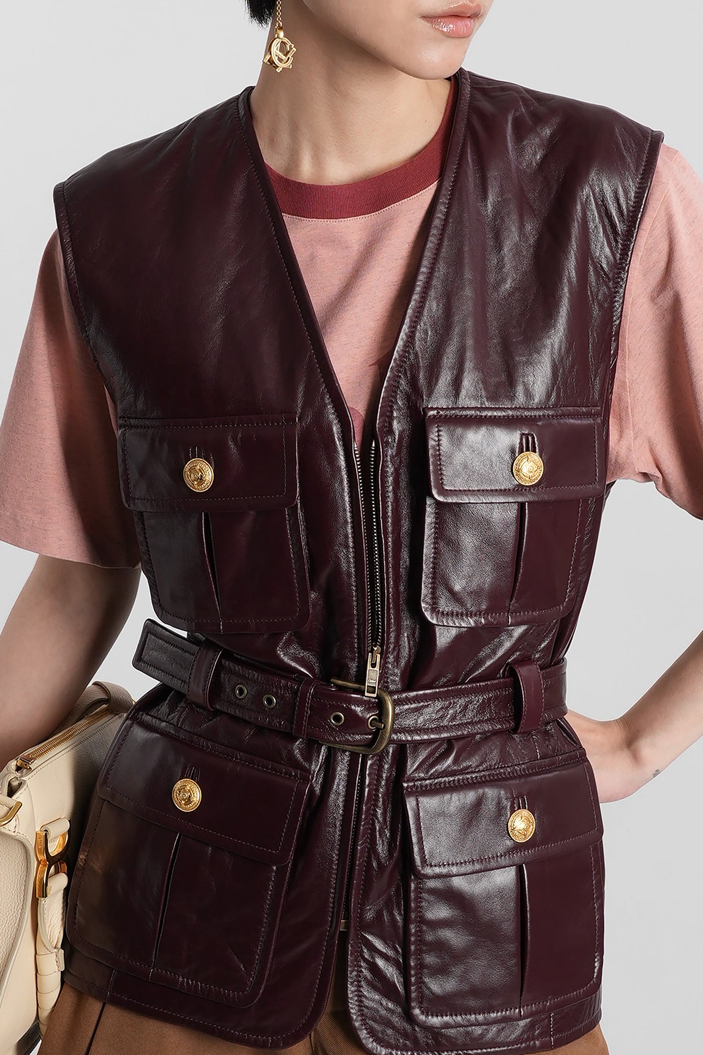 Vest in brown leather – Deliberti